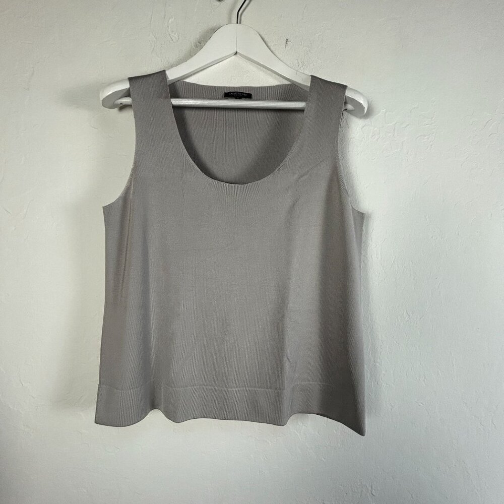 Lafayette 148 New York Womens Sleeveless Scoop Neck Tank Top Large Gray Casual